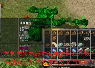 为何传奇私服玩家痴迷疯狂升级?背后隐藏着怎样的游戏意义与策略? 为何传奇私服玩家痴迷疯狂升级?背后隐藏着怎样的游戏意义与策略?